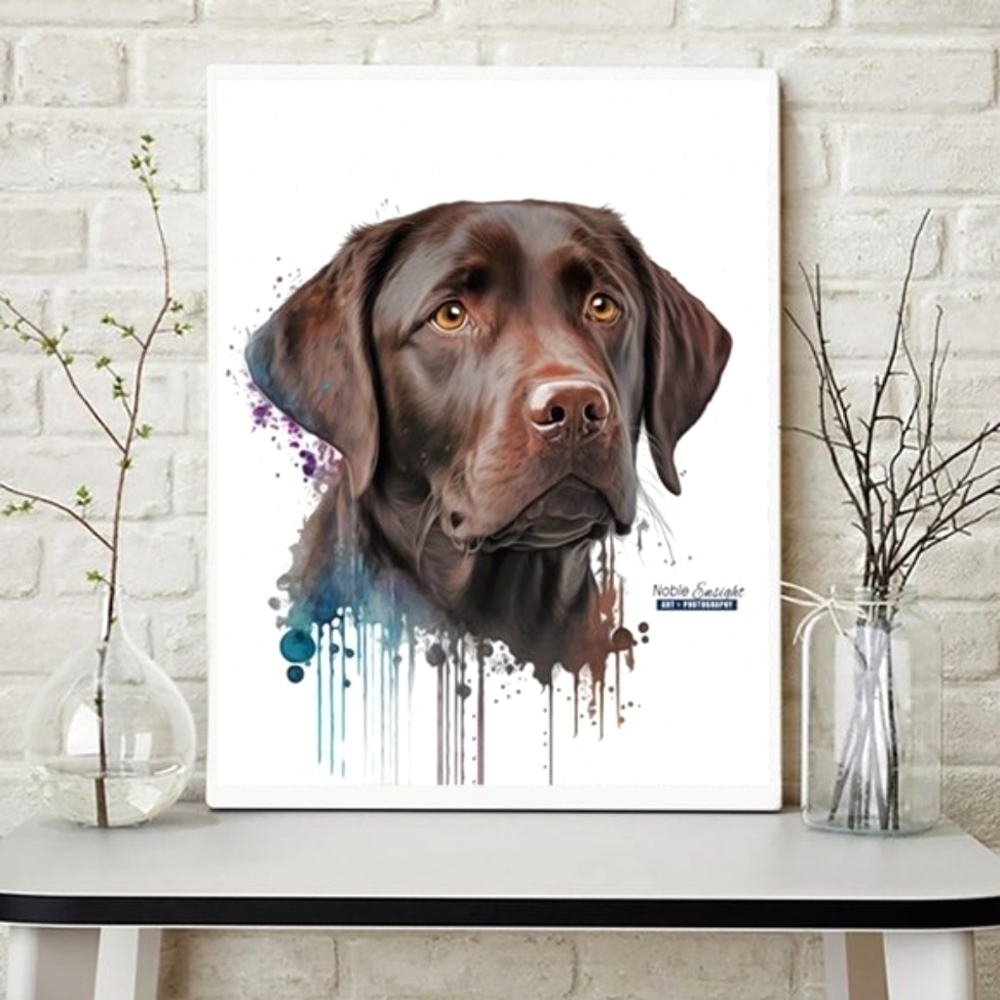 8x10 Labrador Retriever Dog Portrait Watercolor Oil‎ Painting Art Print